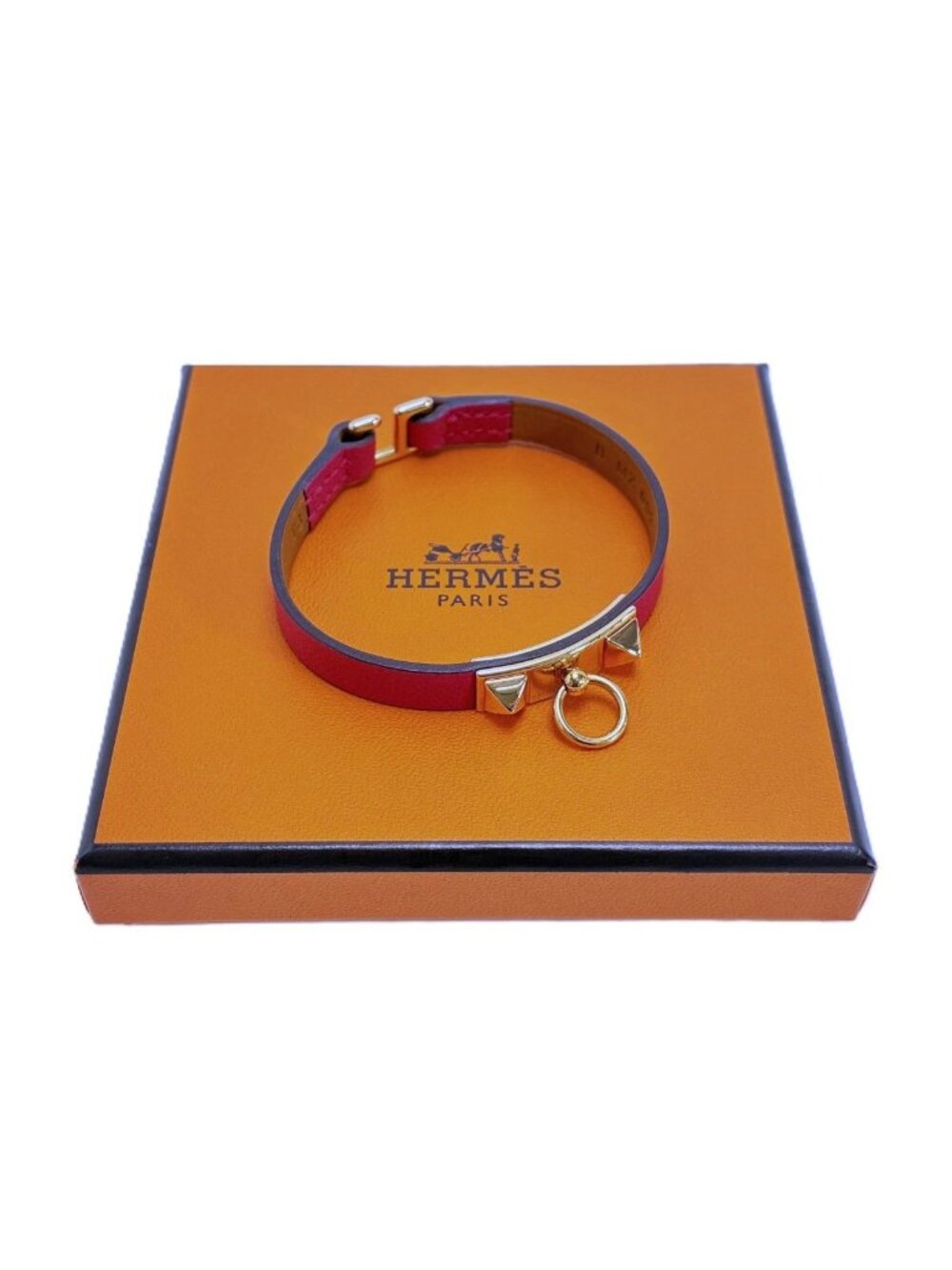 Hermes Leather Bracelet Mini Rival Shocking Pink